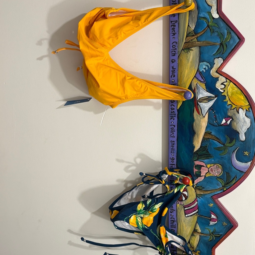 NWT Yellow Bikini Top and Floral Bottom Set